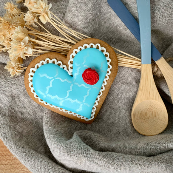 Blue Heart with Rose Gingerbread